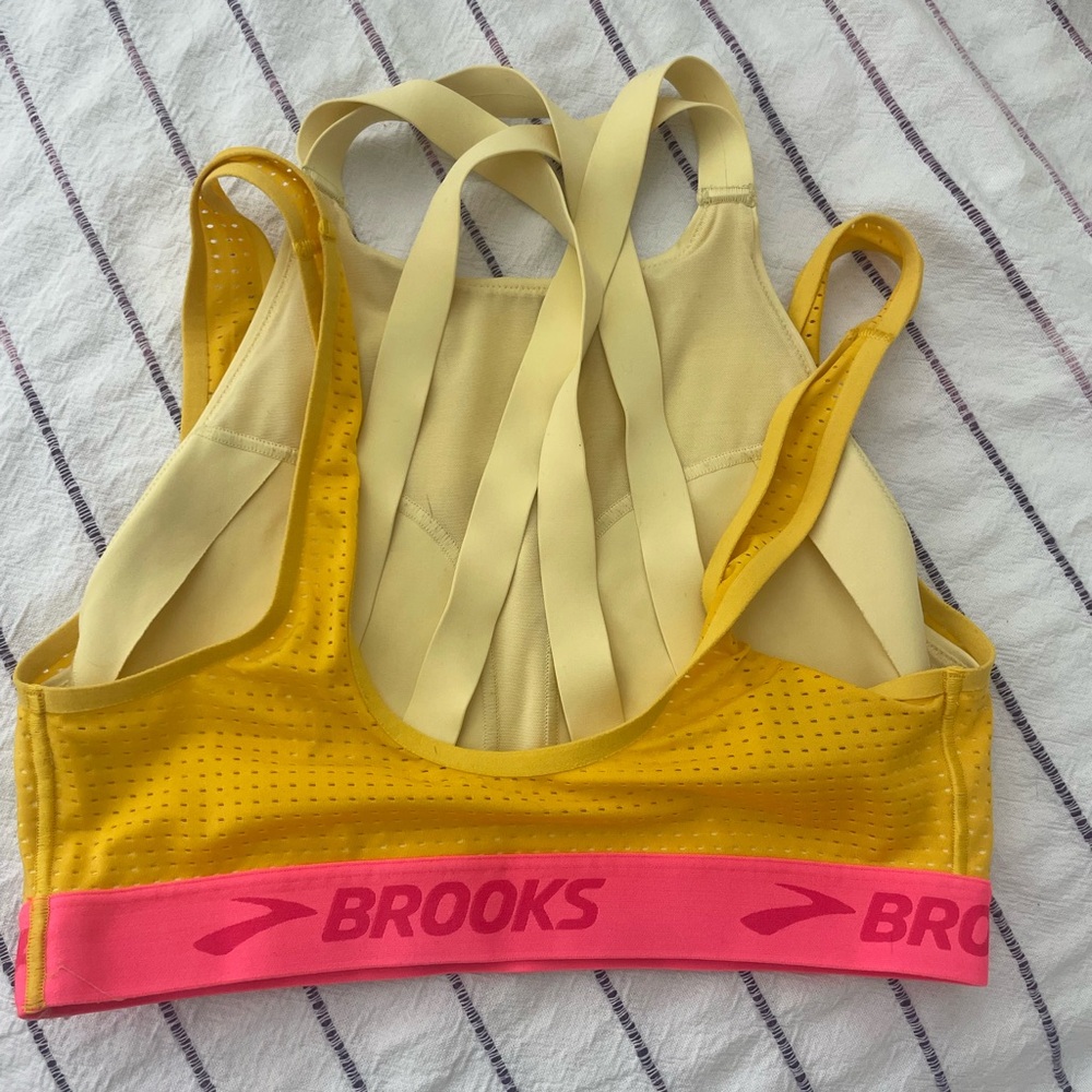 Brooks Vibrant Yellow and Pink Sports Bra - Picture 2 of 3